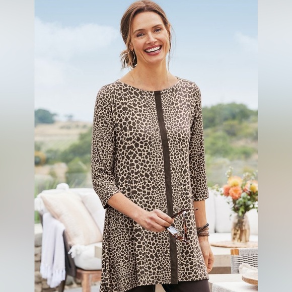 Soft Surroundings brown animal print tunic - Picture 1 of 8